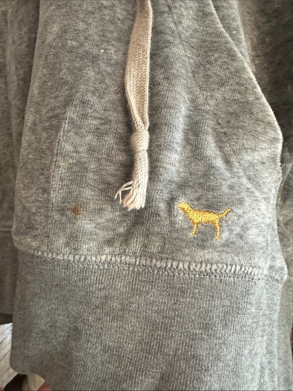 PINK Victoria's Secret Gray Zip-Up Hoodie and yoga pants with Yellow Script - Picture 3 of 13